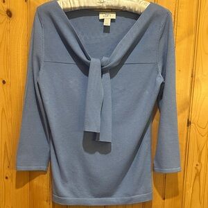LOFT Women's Elegant Blue Tie-Front Blouse